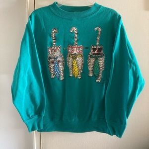 1991 Vintage “Get Serious!” Cat Sweatshirt M